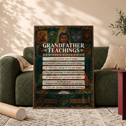 Grandfather Teachings - 7 Guiding Principles Poster/Canvas