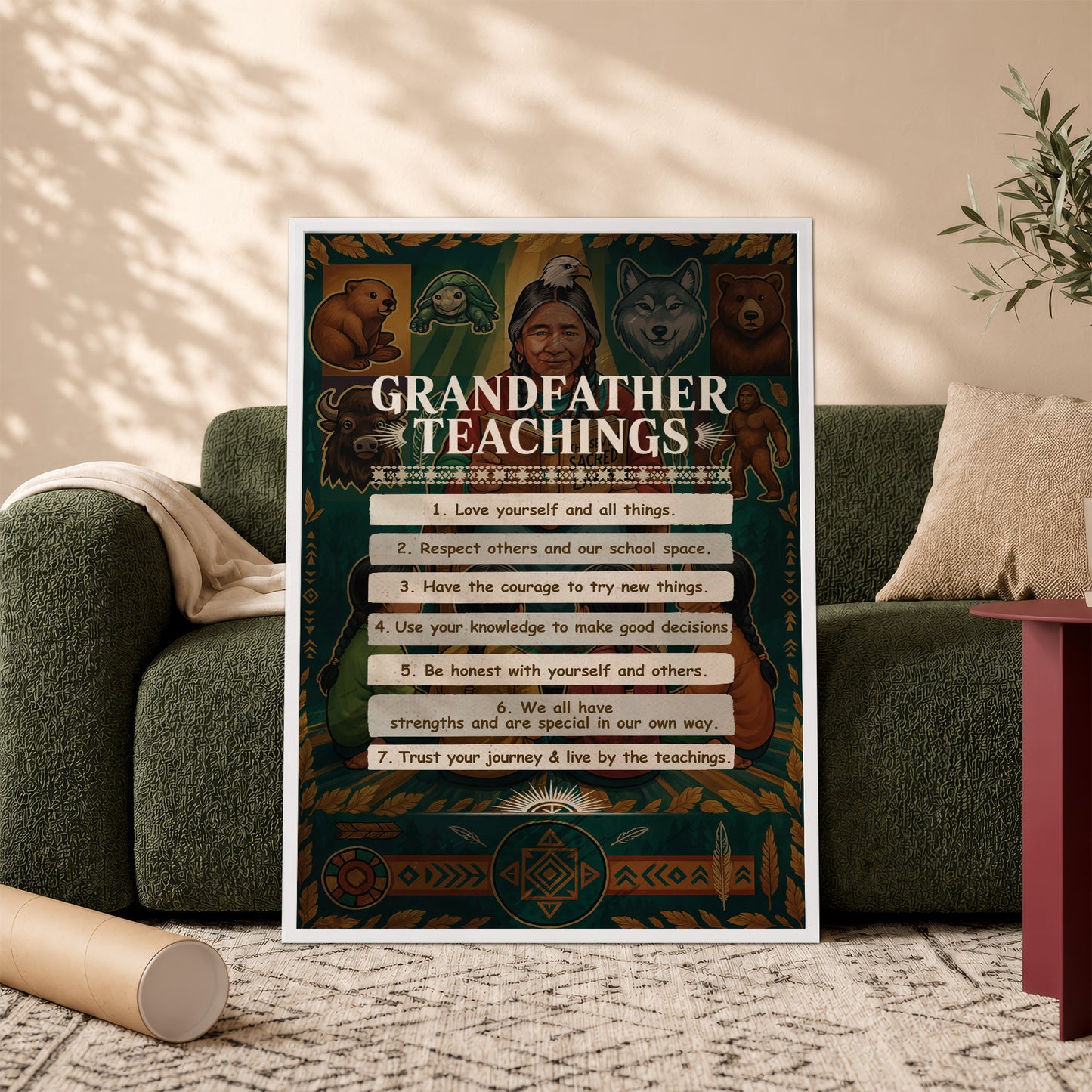 Grandfather Teachings - 7 Guiding Principles Poster/Canvas