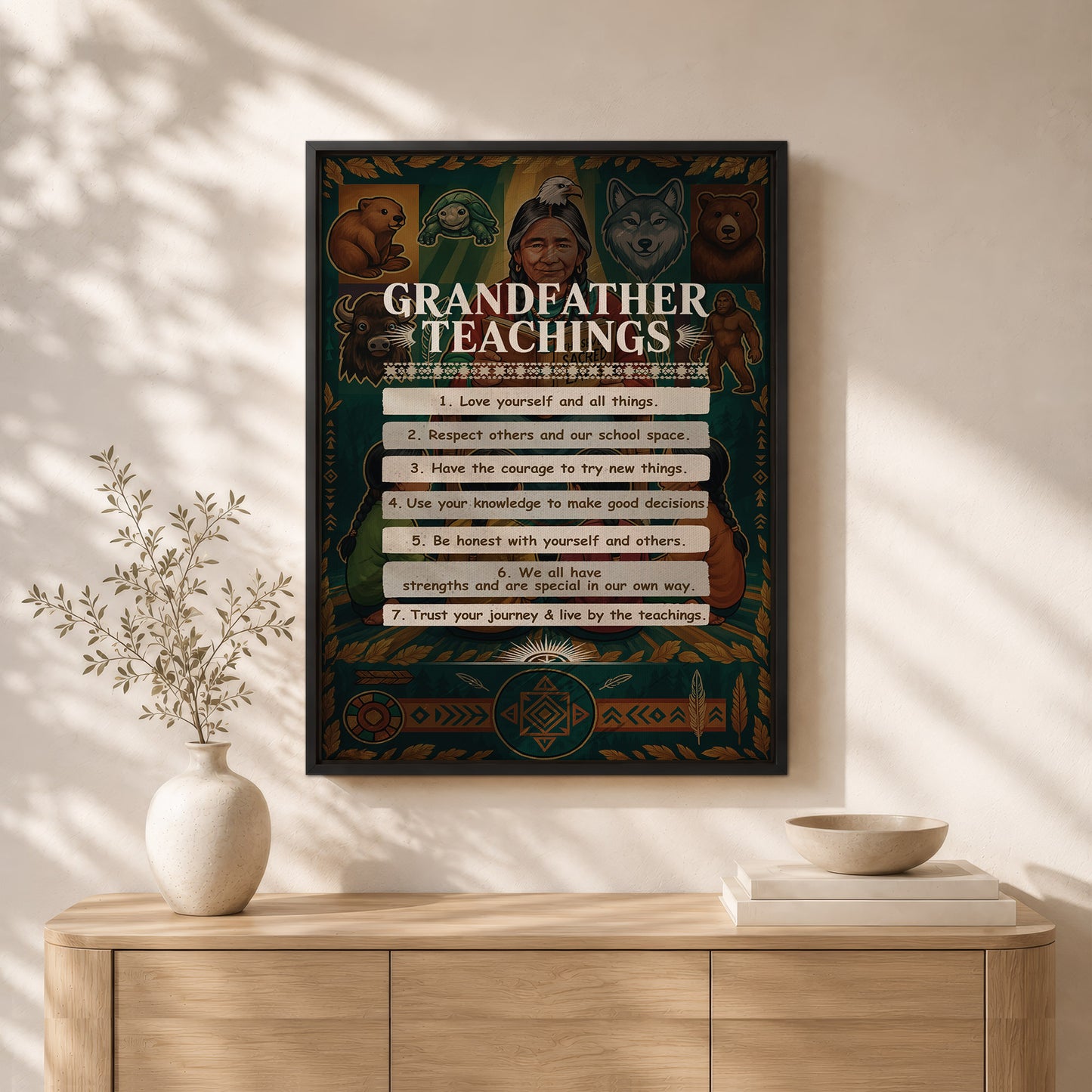 Grandfather Teachings - 7 Guiding Principles Poster/Canvas