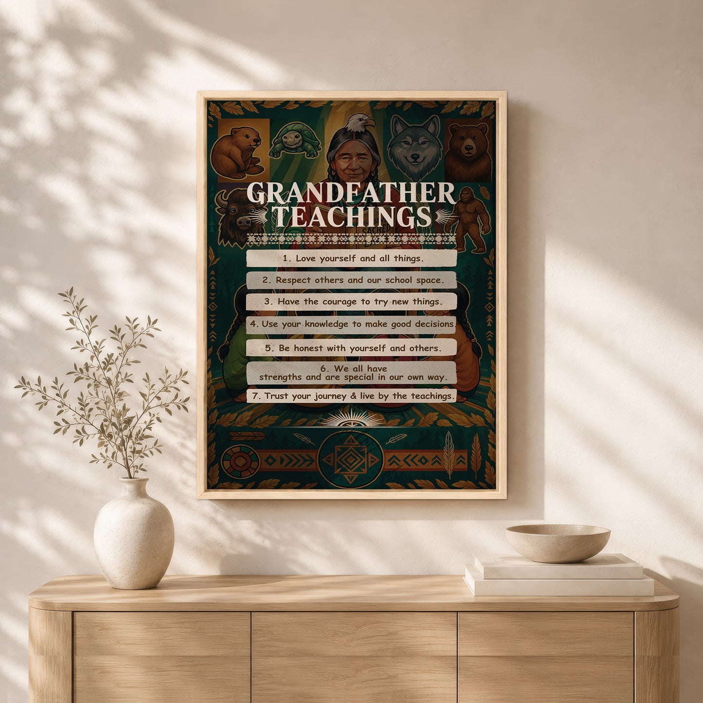 Grandfather Teachings - 7 Guiding Principles Poster/Canvas