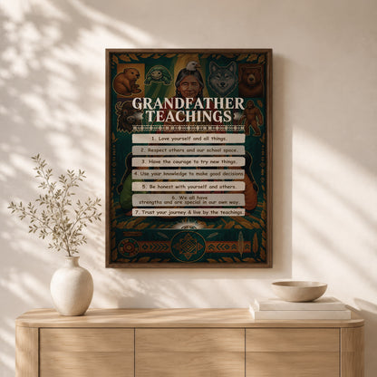 Grandfather Teachings - 7 Guiding Principles Poster/Canvas