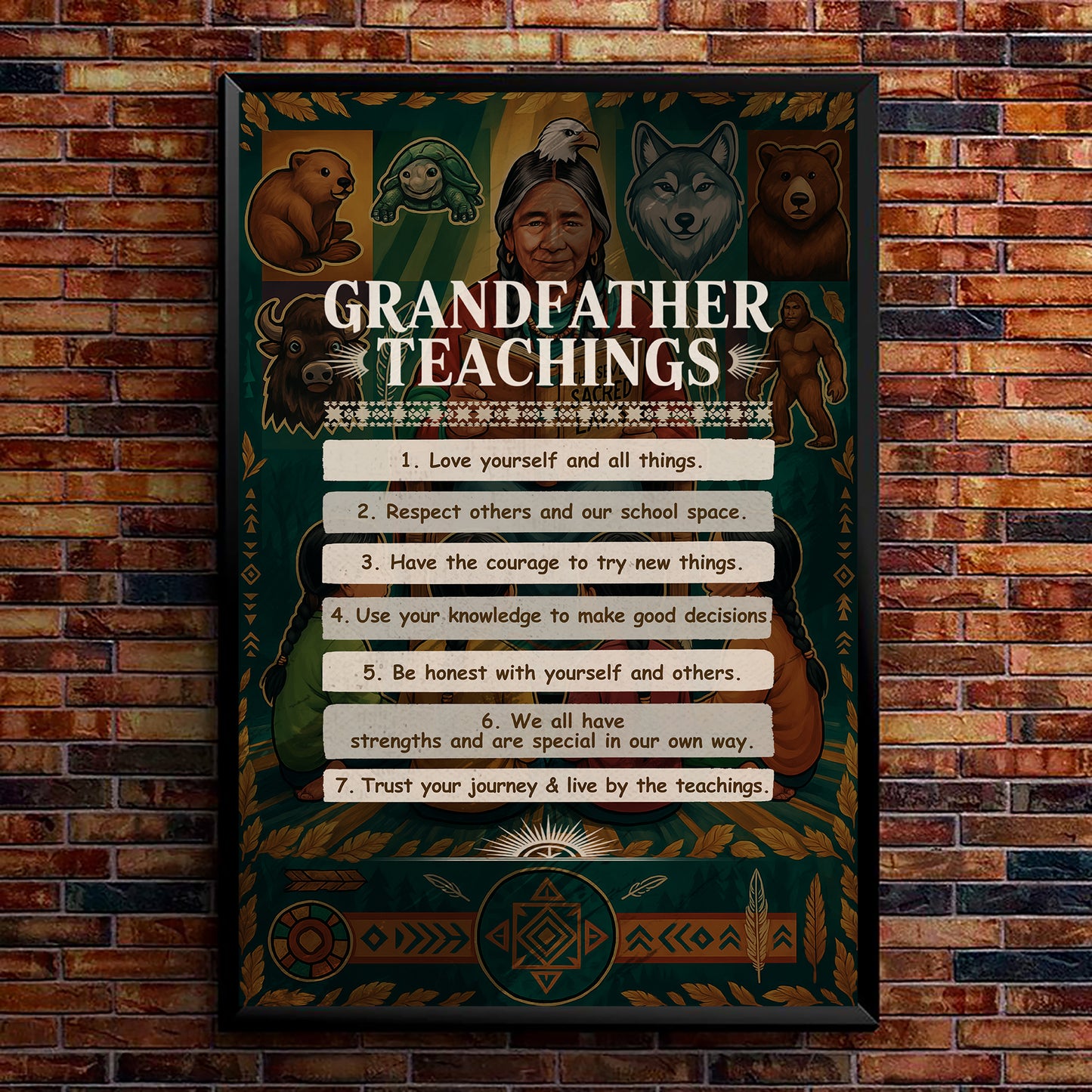 Grandfather Teachings - 7 Guiding Principles Poster/Canvas