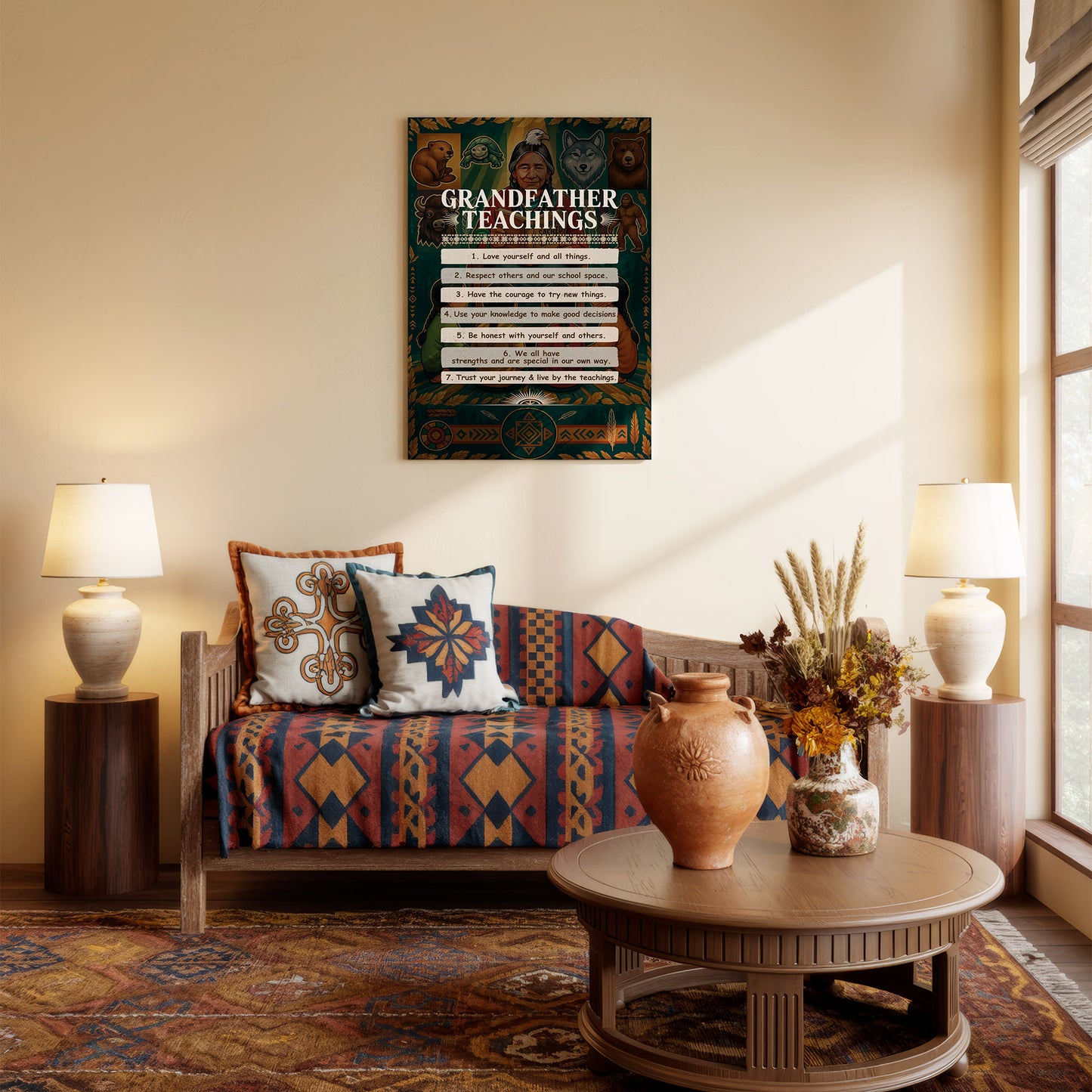 Grandfather Teachings - 7 Guiding Principles Poster/Canvas