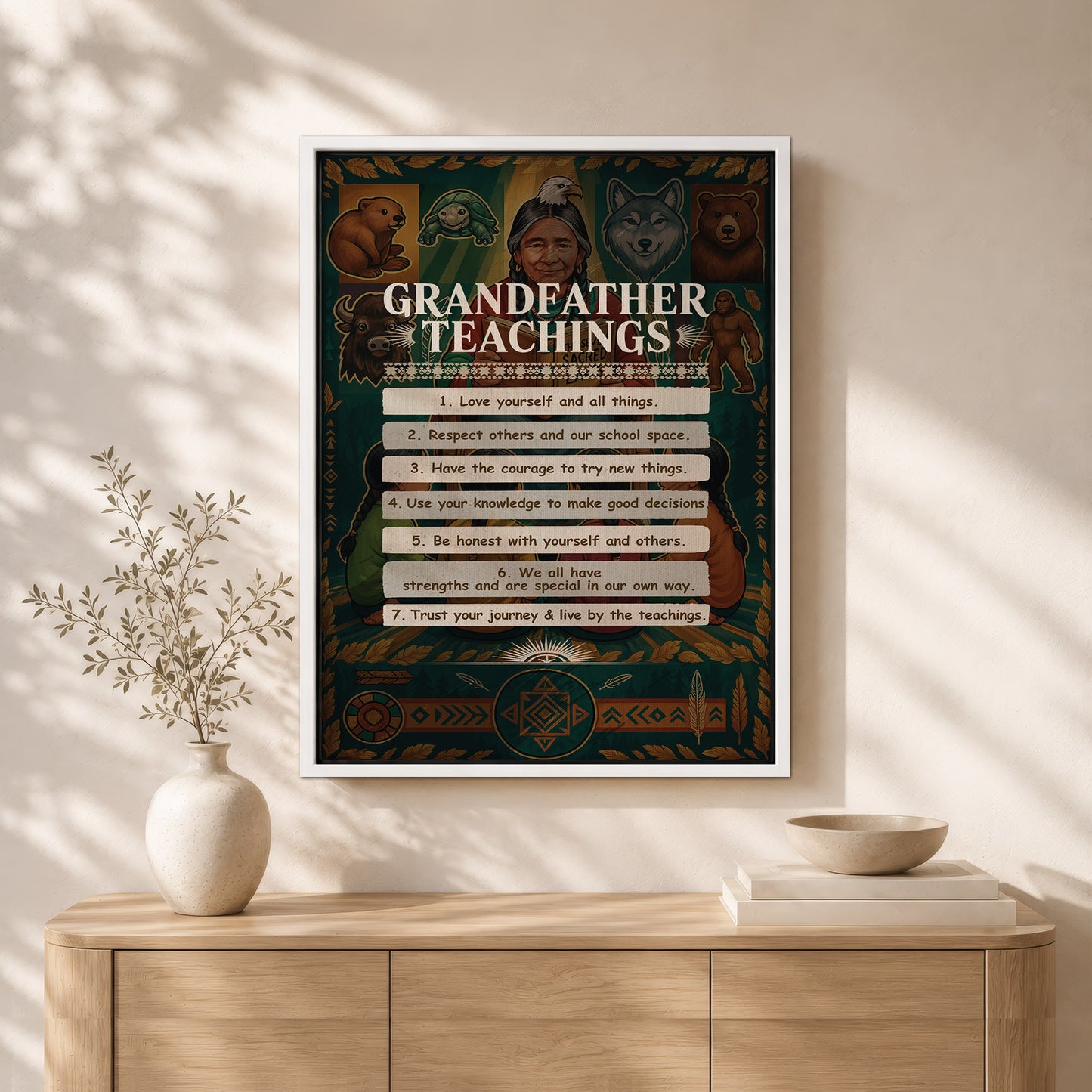 Grandfather Teachings - 7 Guiding Principles Poster/Canvas