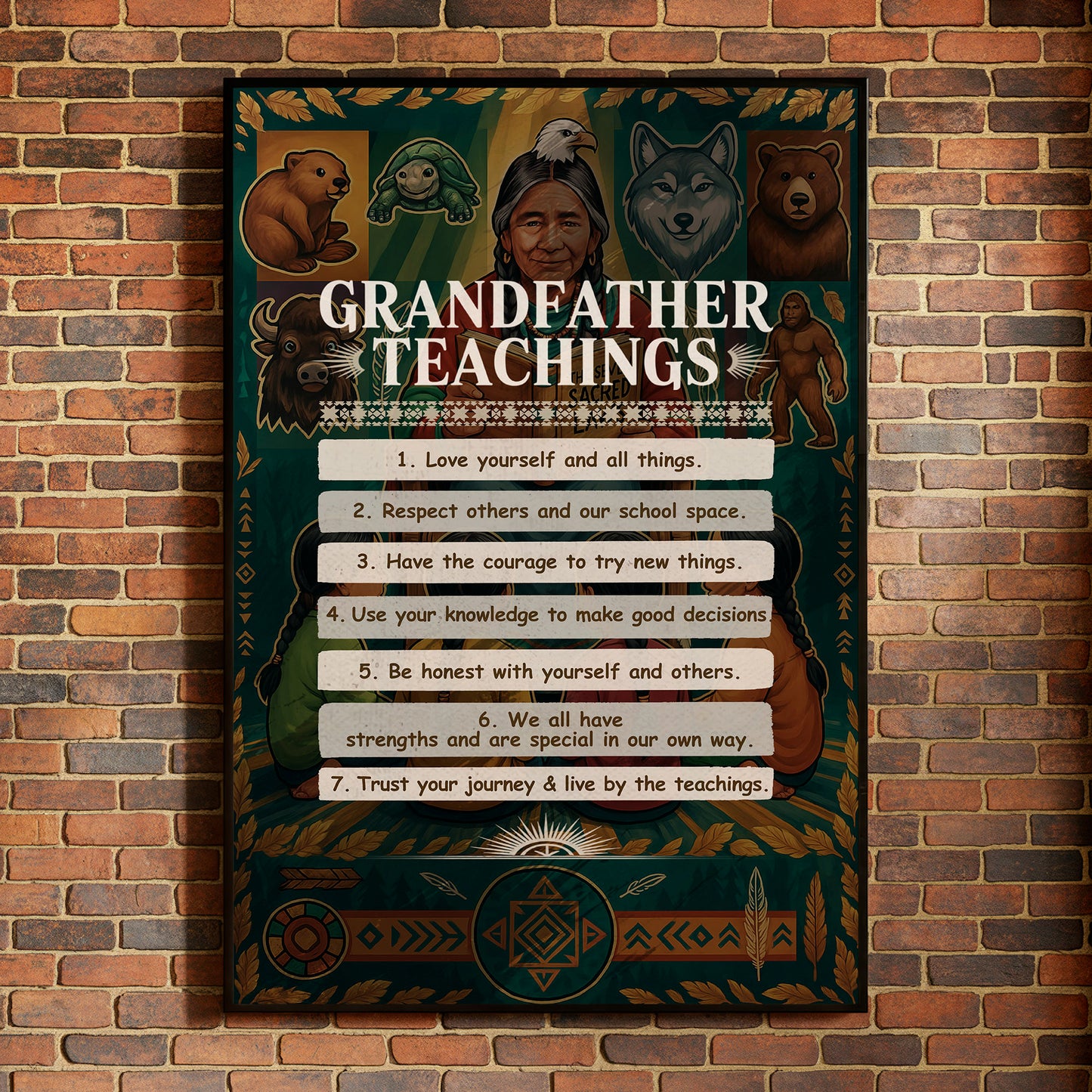 Grandfather Teachings - 7 Guiding Principles Poster/Canvas