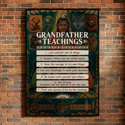 Grandfather Teachings - 7 Guiding Principles Poster/Canvas