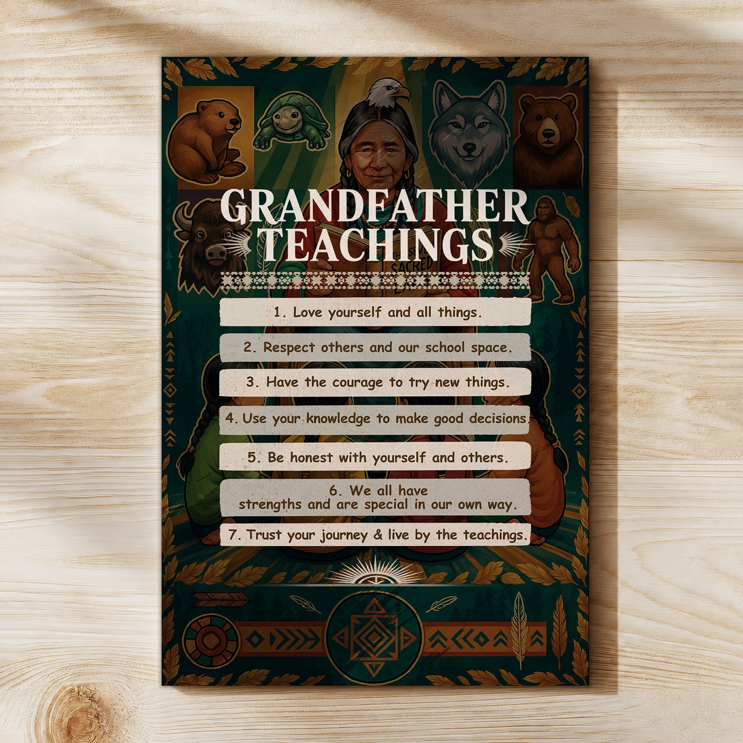 Grandfather Teachings - 7 Guiding Principles Poster/Canvas