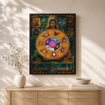 The Seven Grandfather Teachings - Medicine Wheel Graphic Poster/Canvas