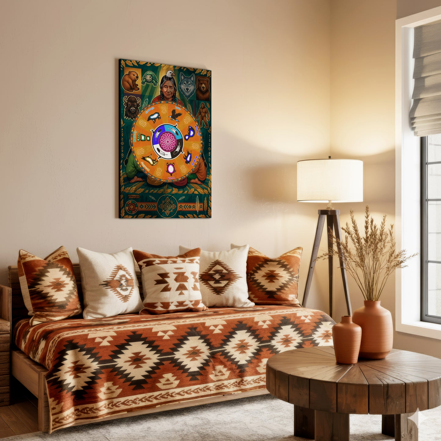 The Seven Grandfather Teachings - Medicine Wheel Graphic Poster/Canvas