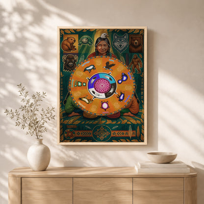 The Seven Grandfather Teachings - Medicine Wheel Graphic Poster/Canvas