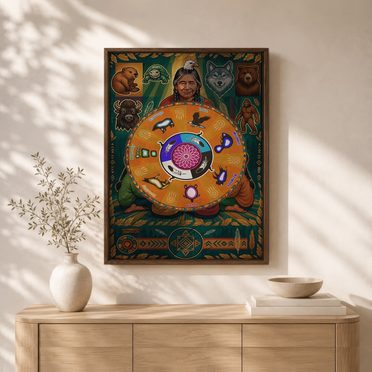 The Seven Grandfather Teachings - Medicine Wheel Graphic Poster/Canvas