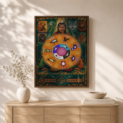 The Seven Grandfather Teachings - Medicine Wheel Graphic Poster/Canvas