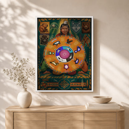 The Seven Grandfather Teachings - Medicine Wheel Graphic Poster/Canvas
