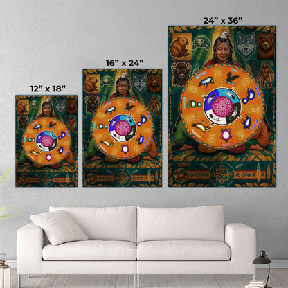 The Seven Grandfather Teachings - Medicine Wheel Graphic Poster/Canvas