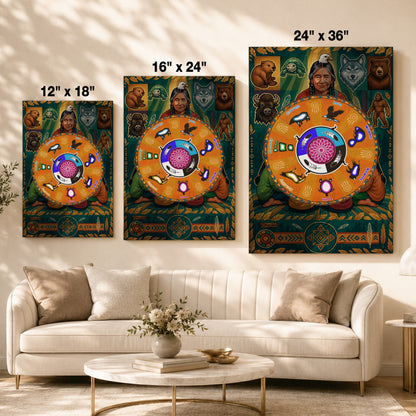 The Seven Grandfather Teachings - Medicine Wheel Graphic Poster/Canvas