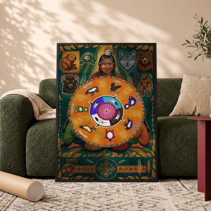 The Seven Grandfather Teachings - Medicine Wheel Graphic Poster/Canvas