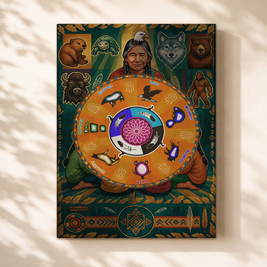 The Seven Grandfather Teachings - Medicine Wheel Graphic Poster/Canvas