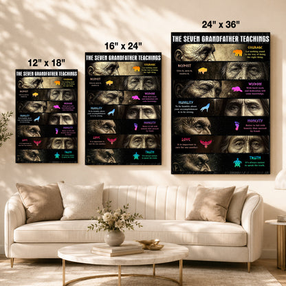 Native American Seven Grandfather Teachings - Indigenous Inspirational Poster/Canvas