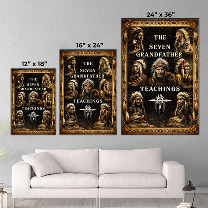 The Seven Grandfather Teachings - Native American Chiefs and Spirit Animal Design for Poster/Canvas