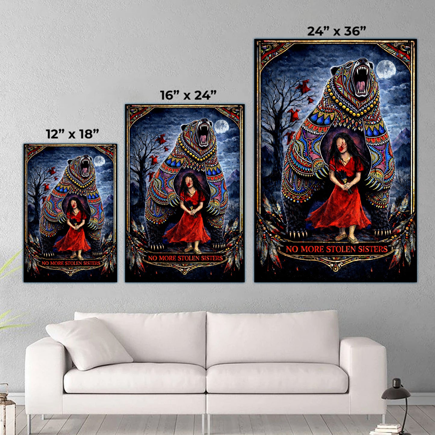 No More Stolen Sisters - Native American Bear & MMIW Awareness Art Poster/Canvas