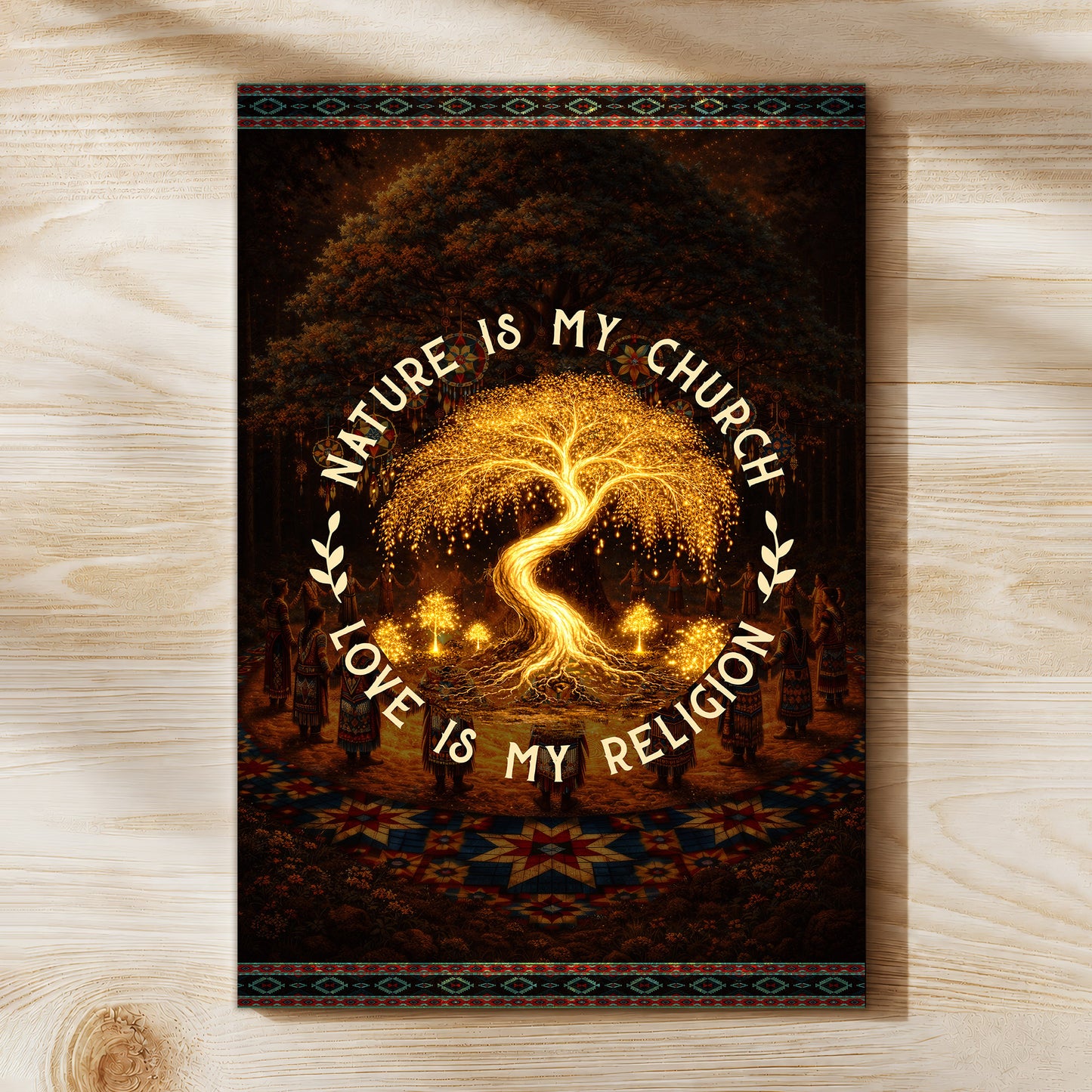 "Nature Is My Church, Love Is My Religion" - Mystical Glowing Tree Design For Poster/Canvas