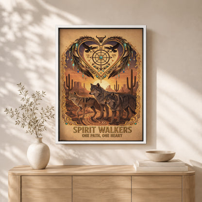 Spirit Walkers "One Path, One Heart" Wolf Family - Native Inspired Spiritual for Poster/Canvas