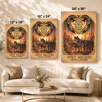 Spirit Walkers "One Path, One Heart" Wolf Family - Native Inspired Spiritual for Poster/Canvas
