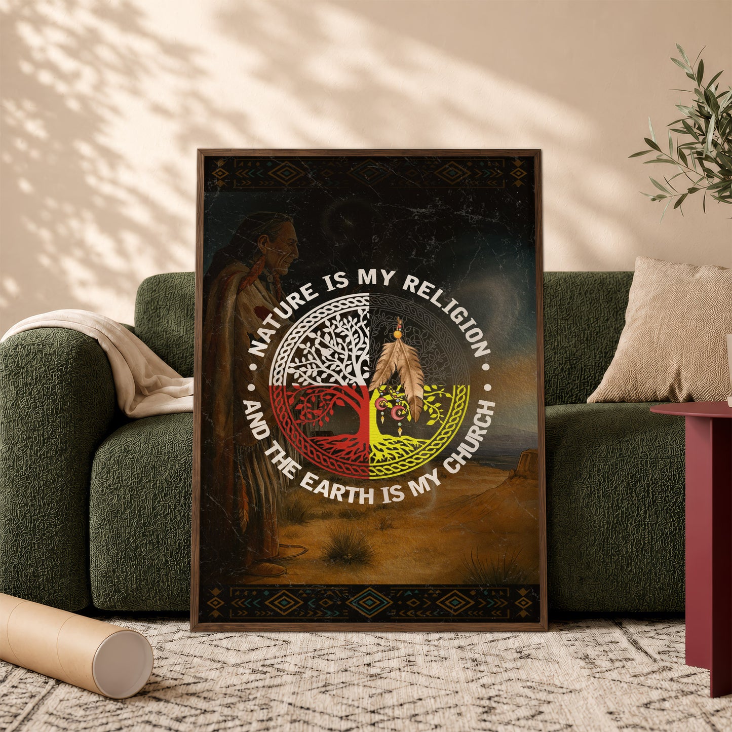 Nature & Earth Quote - Tree/Feather Wheel Graphic Poster/Canvas