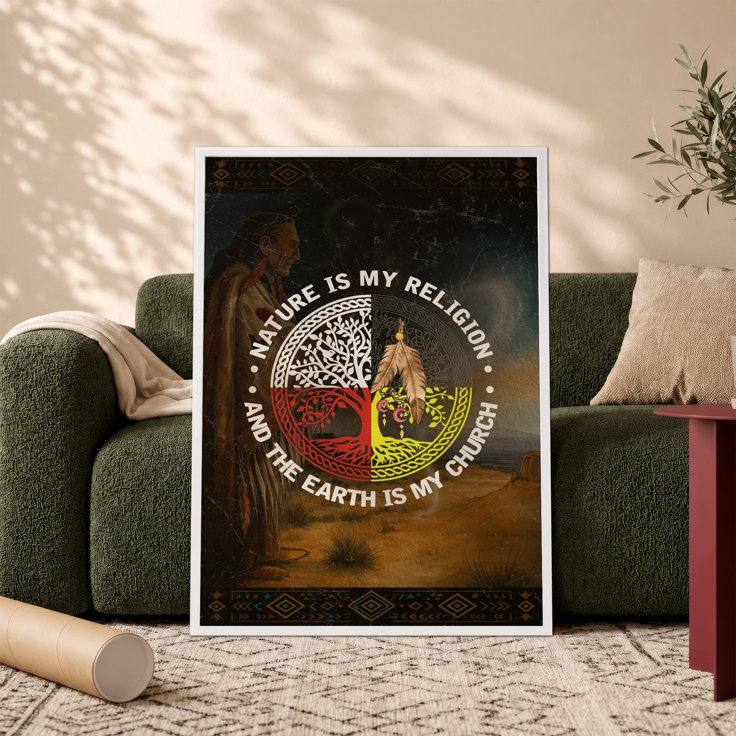 Nature & Earth Quote - Tree/Feather Wheel Graphic Poster/Canvas