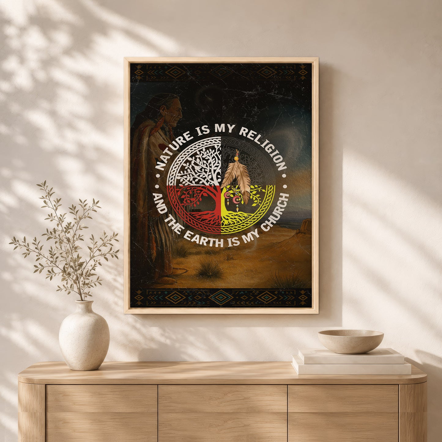 Nature & Earth Quote - Tree/Feather Wheel Graphic Poster/Canvas