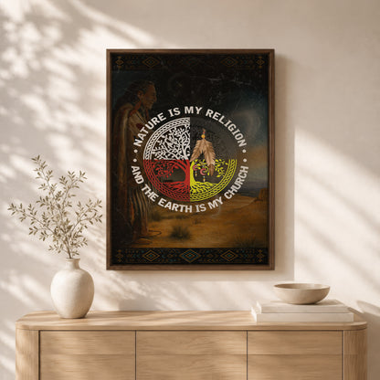 Nature & Earth Quote - Tree/Feather Wheel Graphic Poster/Canvas
