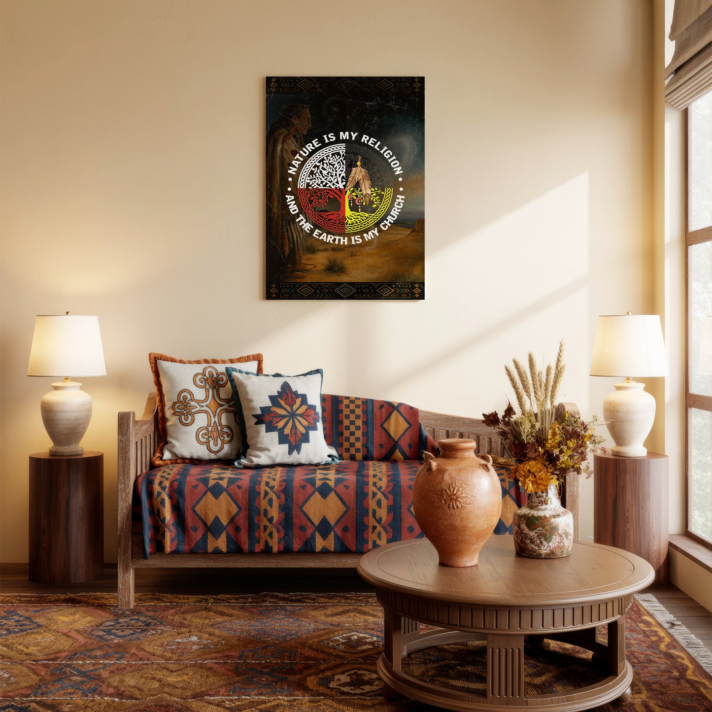 Nature & Earth Quote - Tree/Feather Wheel Graphic Poster/Canvas