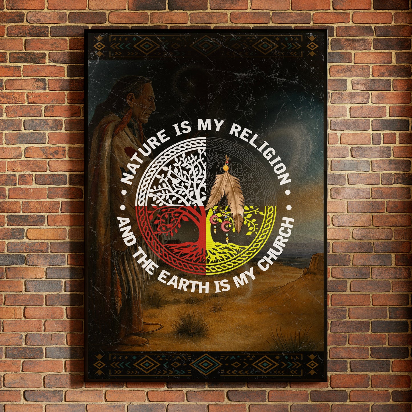 Nature & Earth Quote - Tree/Feather Wheel Graphic Poster/Canvas