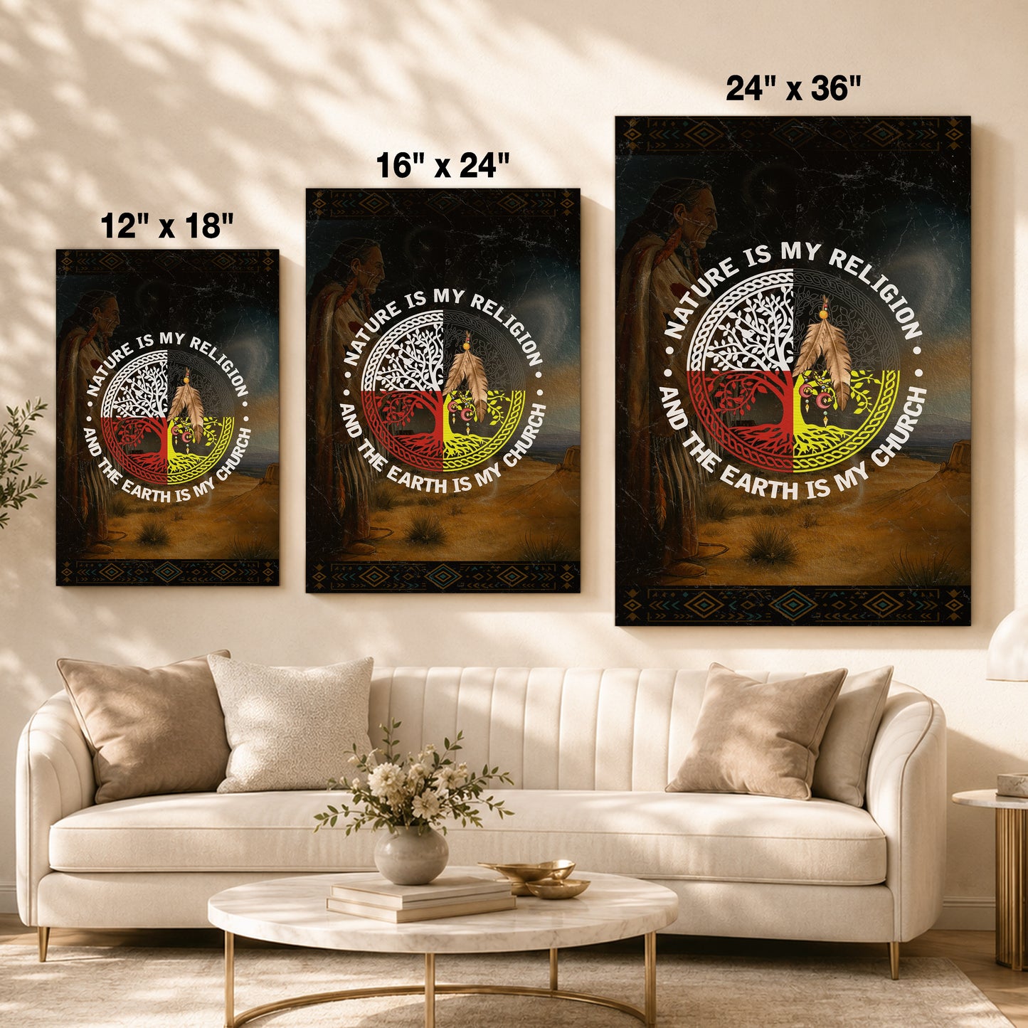 Nature & Earth Quote - Tree/Feather Wheel Graphic Poster/Canvas