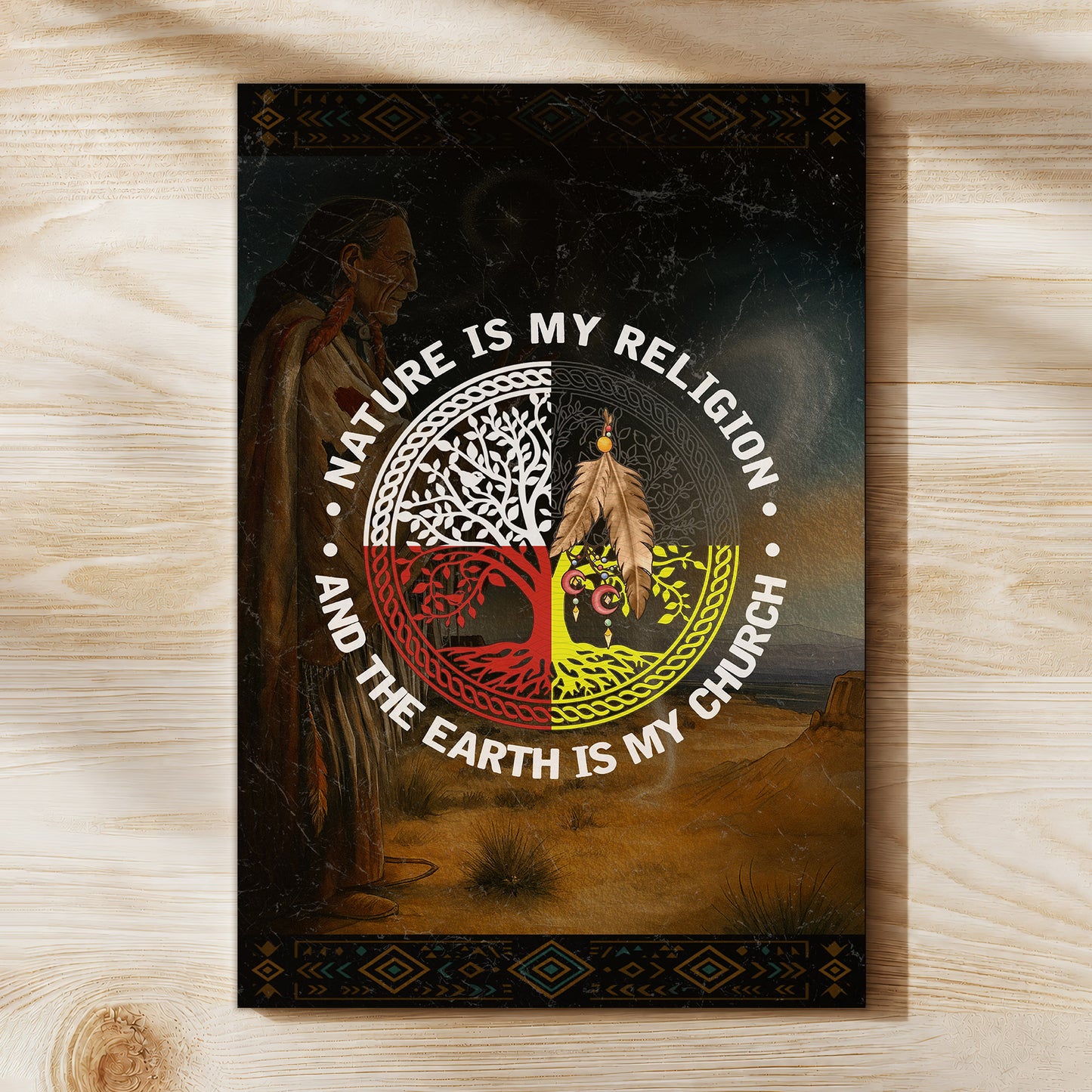 Nature & Earth Quote - Tree/Feather Wheel Graphic Poster/Canvas