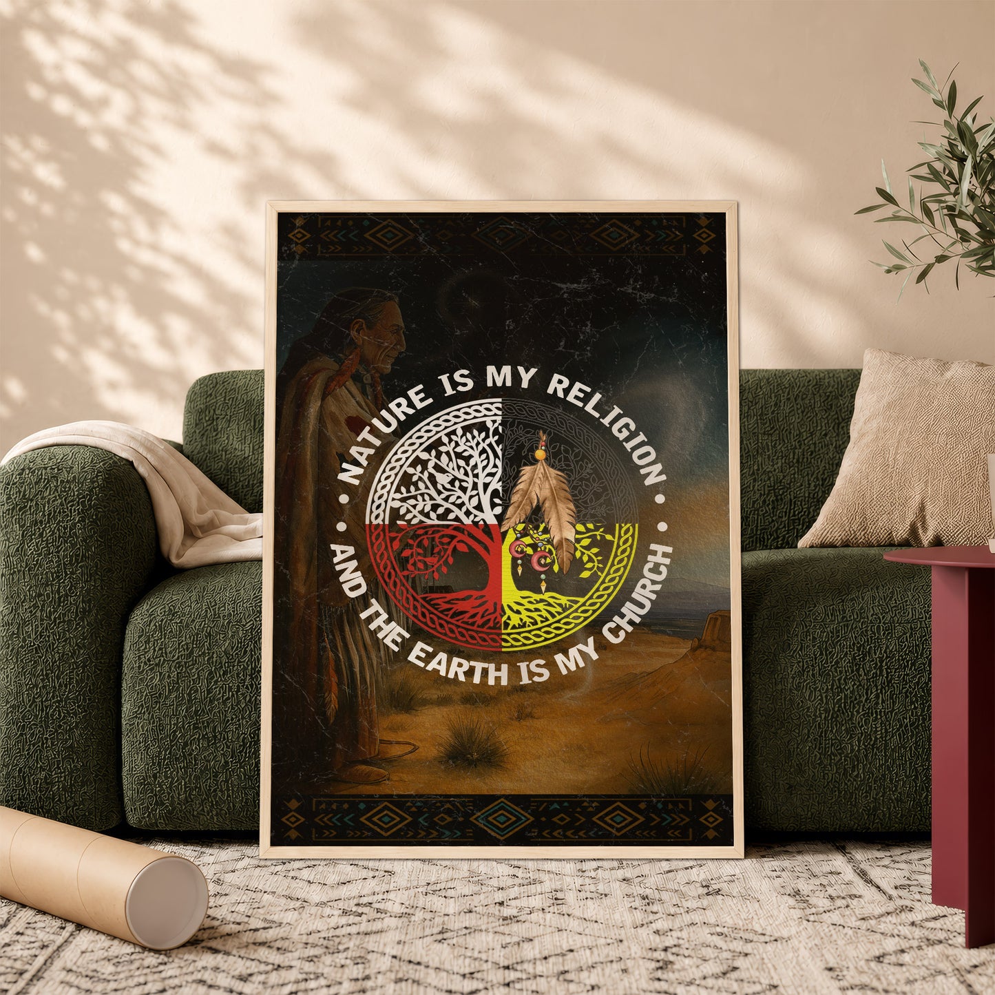 Nature & Earth Quote - Tree/Feather Wheel Graphic Poster/Canvas
