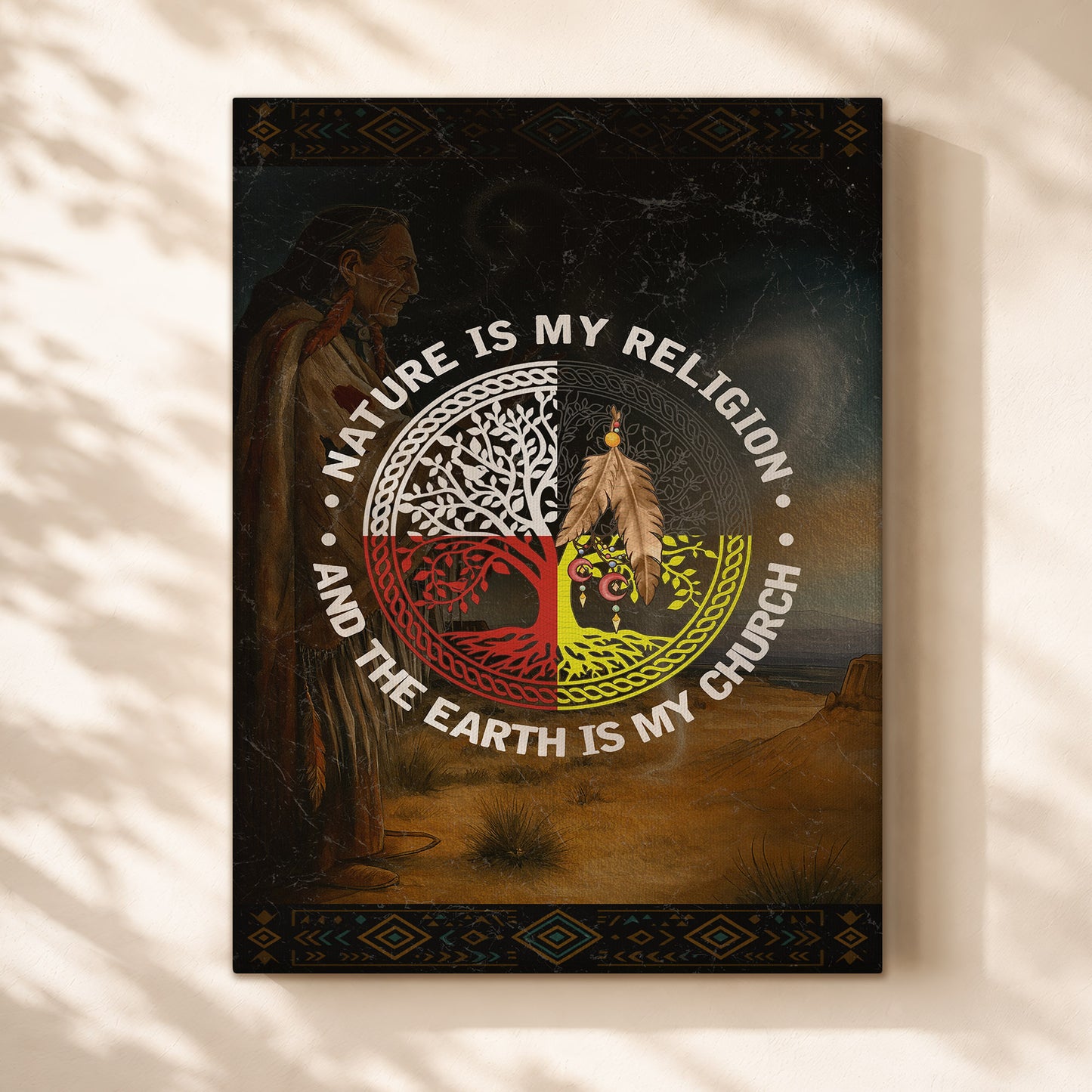 Nature & Earth Quote - Tree/Feather Wheel Graphic Poster/Canvas