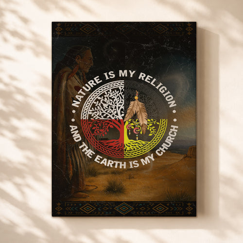 Nature & Earth Quote - Tree/Feather Wheel Graphic Poster/Canvas