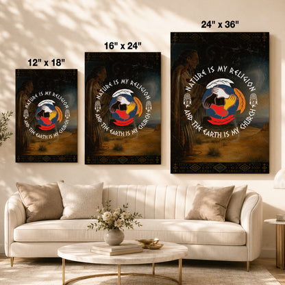 Nature Is My Religion, The Earth Is My Church - Unity Hands & Feathers Poster/Canvas