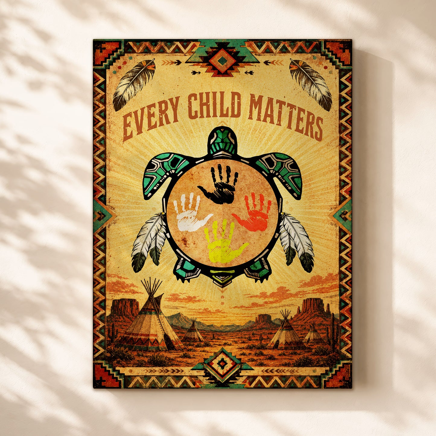 Every Child Matters Turtle Canvas Wall Art – Native American Indigenous Home Decor