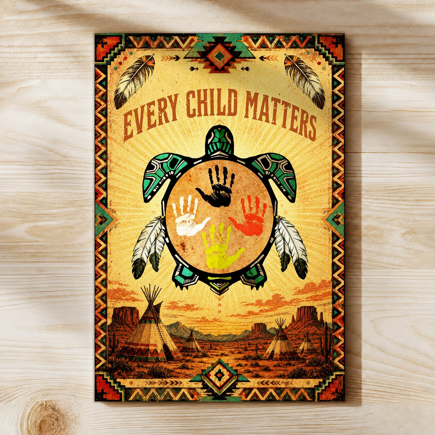 Every Child Matters Turtle Canvas Wall Art – Native American Indigenous Home Decor