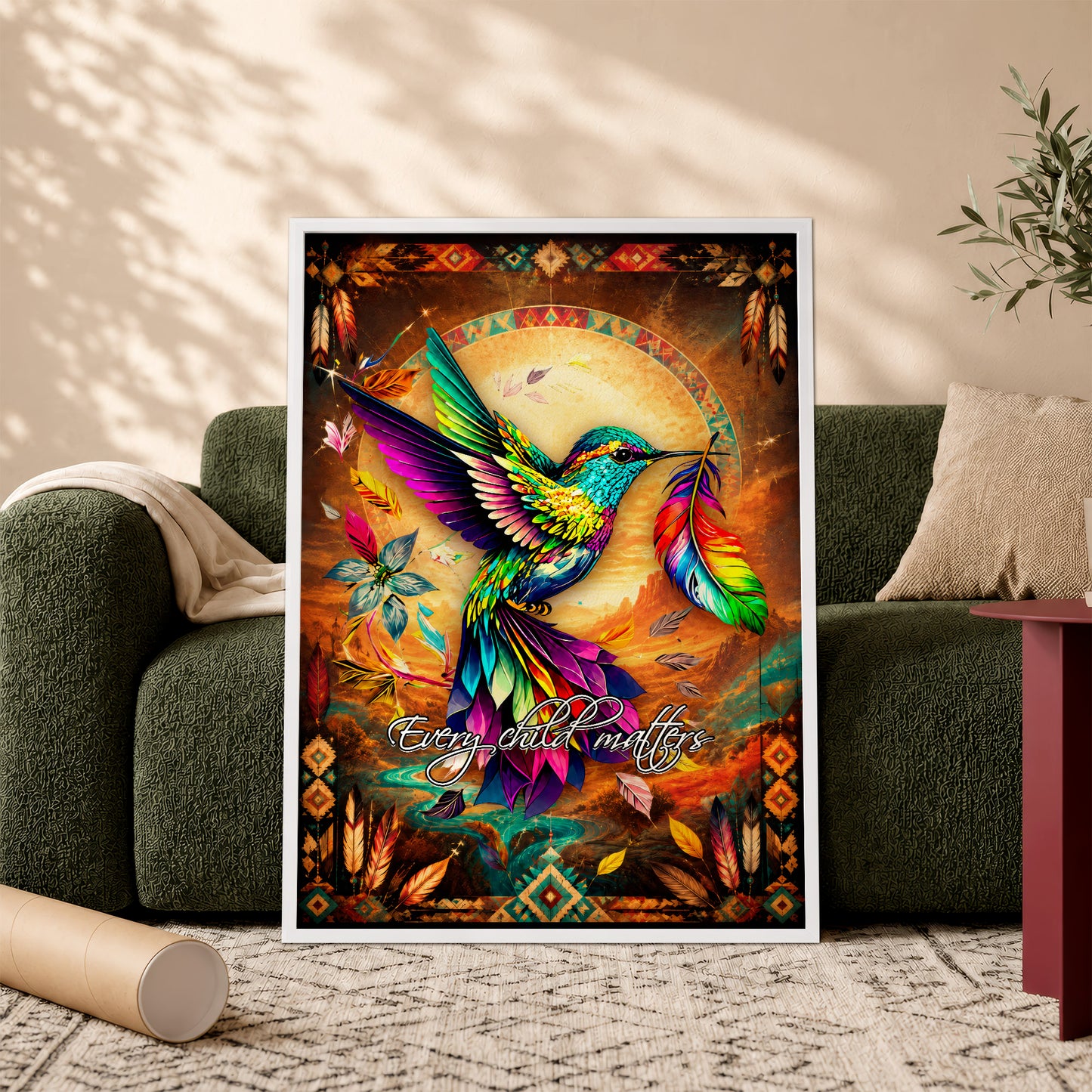 Every Child Matters Hummingbird Canvas - Indigenous Wall Art