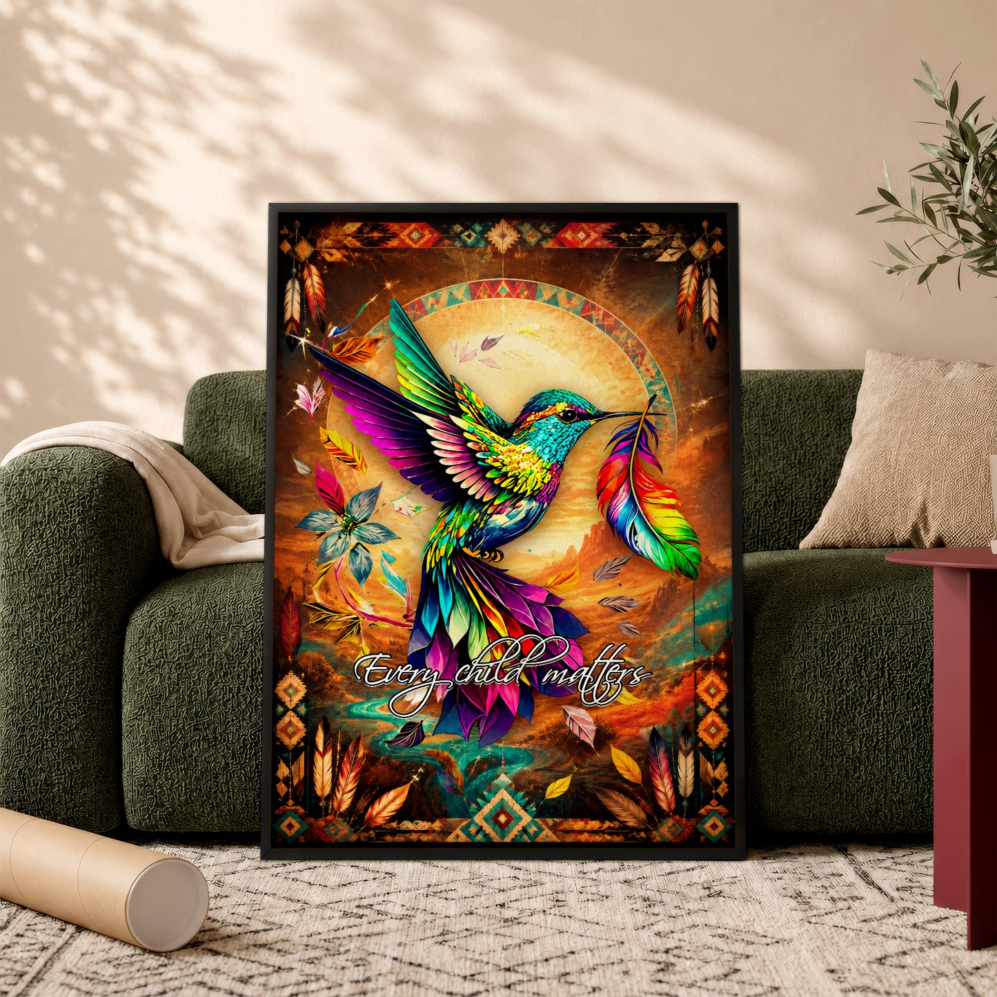 Every Child Matters Hummingbird Canvas - Indigenous Wall Art