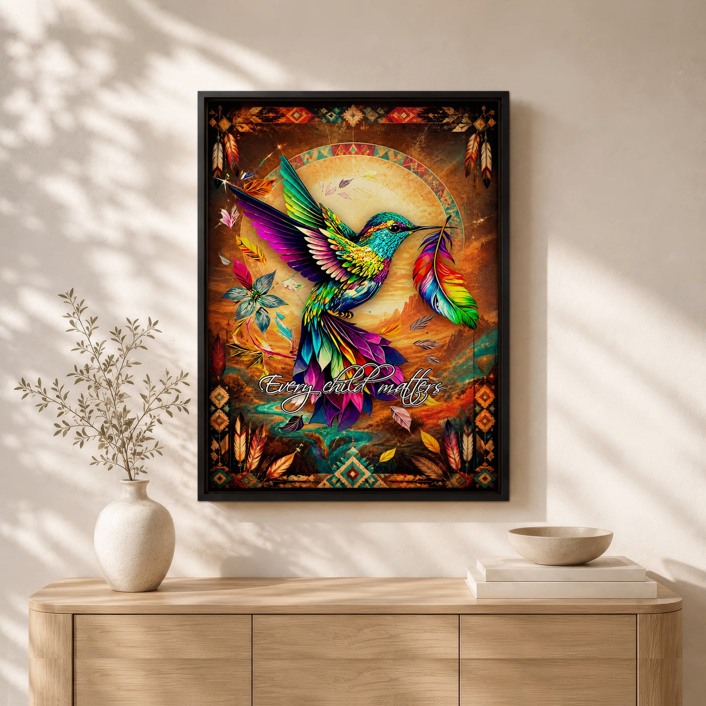 Every Child Matters Hummingbird Canvas - Indigenous Wall Art