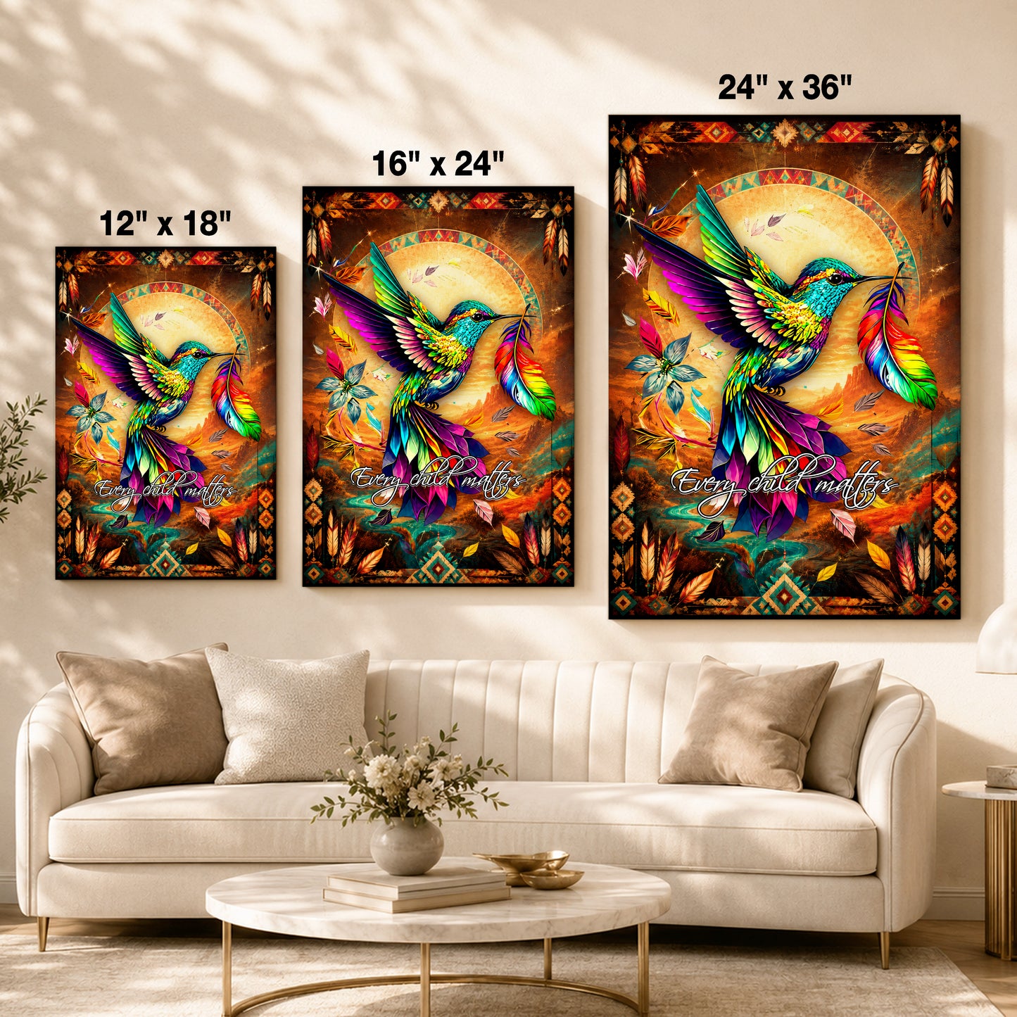 Every Child Matters Hummingbird Canvas - Indigenous Wall Art