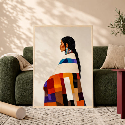 Native American Woman Portrait Canvas - Tribal Heritage Wall Decor