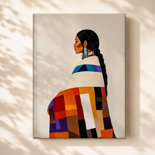Native American Woman Portrait Canvas - Tribal Heritage Wall Decor