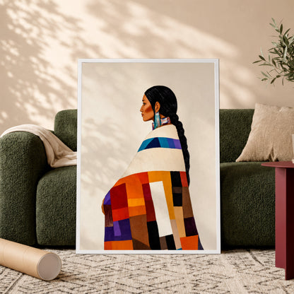 Native American Woman Portrait Canvas - Tribal Heritage Wall Decor