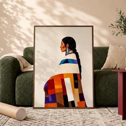 Native American Woman Portrait Canvas - Tribal Heritage Wall Decor