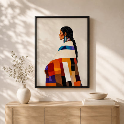 Native American Woman Portrait Canvas - Tribal Heritage Wall Decor